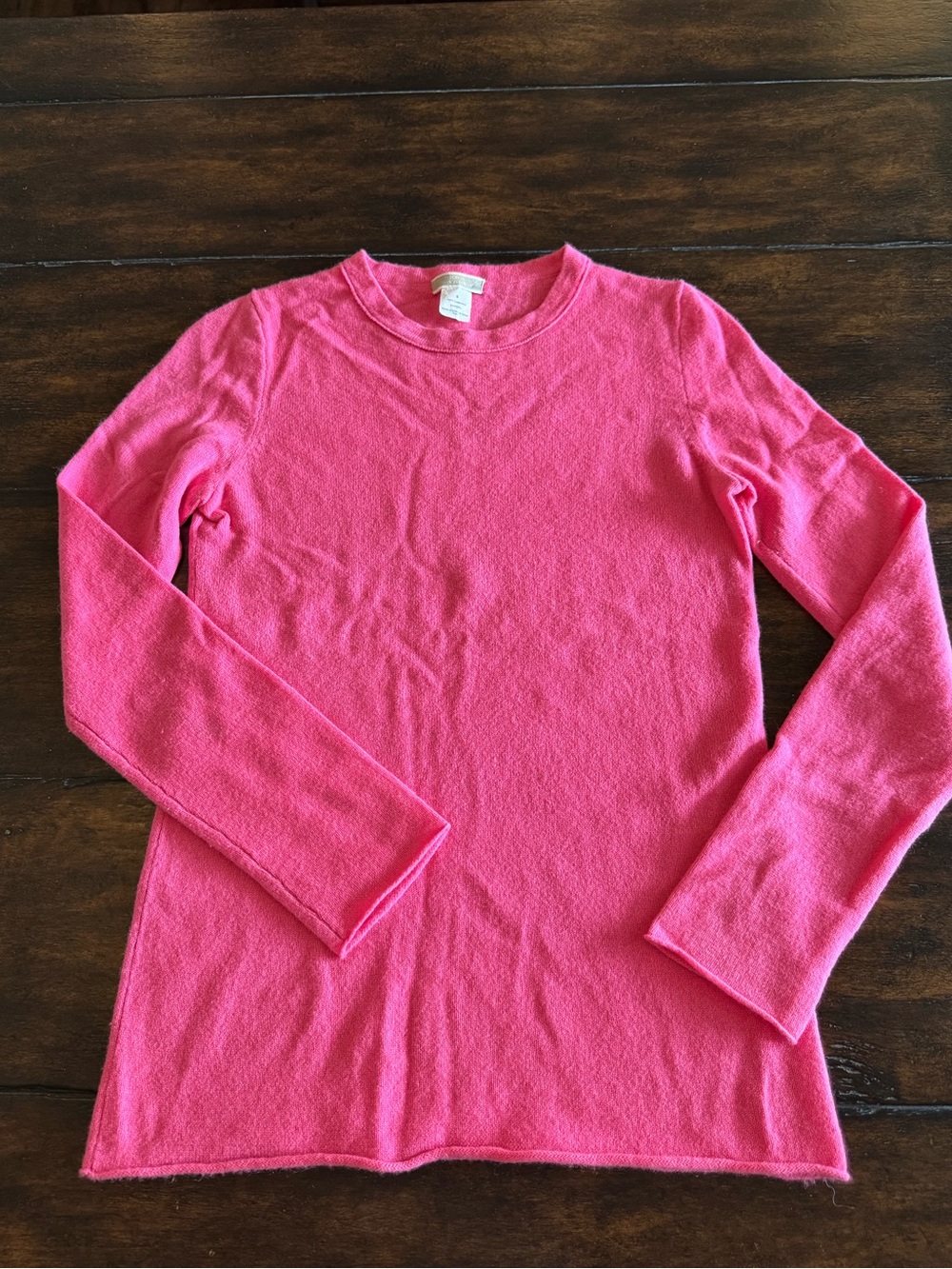J. Crew 100% Italian Cashmere Bright Pink Crewneck Pullover Sweater Size S